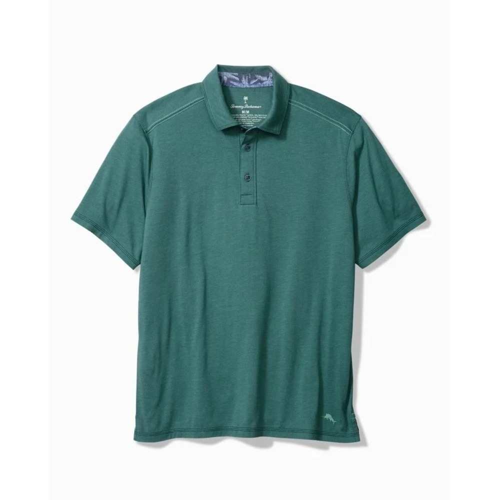 Tommy Bahama Harbor Isles Indigo Palms Polo Shirt Mens Large Seven Seas Green